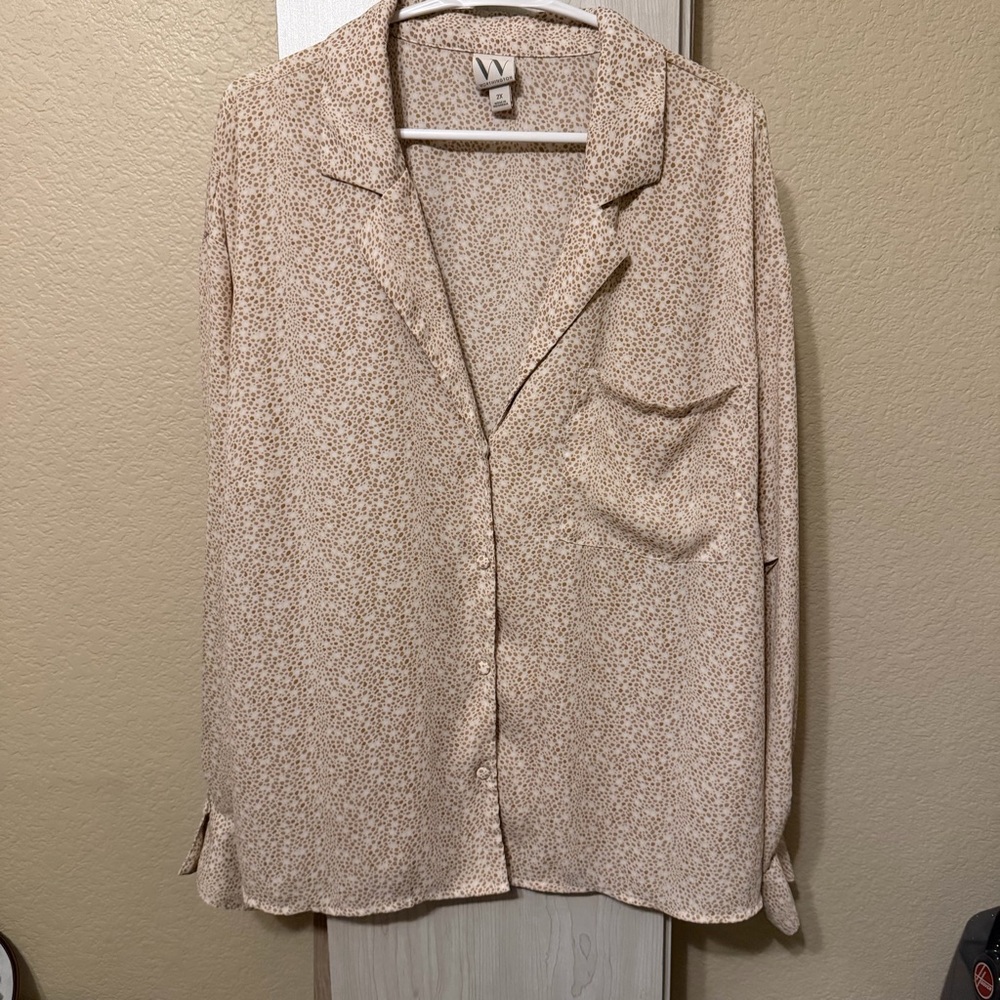 Worthington Tan Patterned Blouse